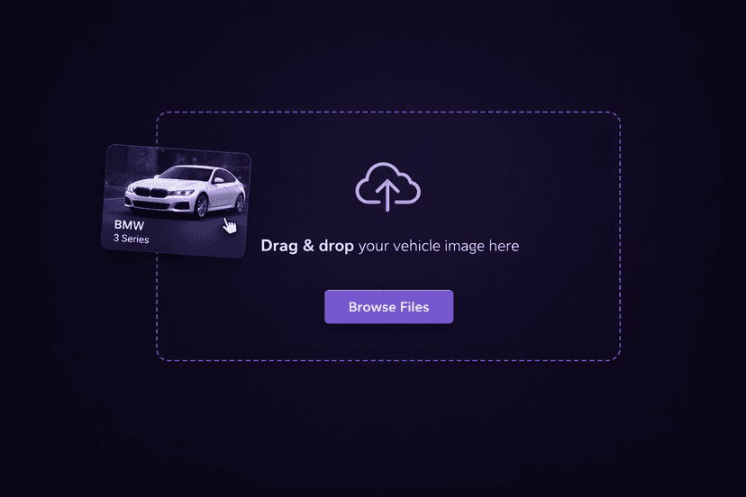 Drag and drop vehicle image upload interface